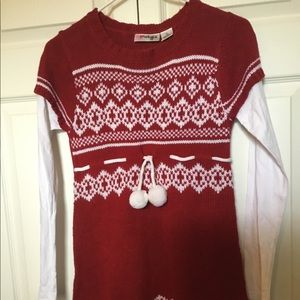 ENERGIE Knit Girls XL Red & White Sweater Dress